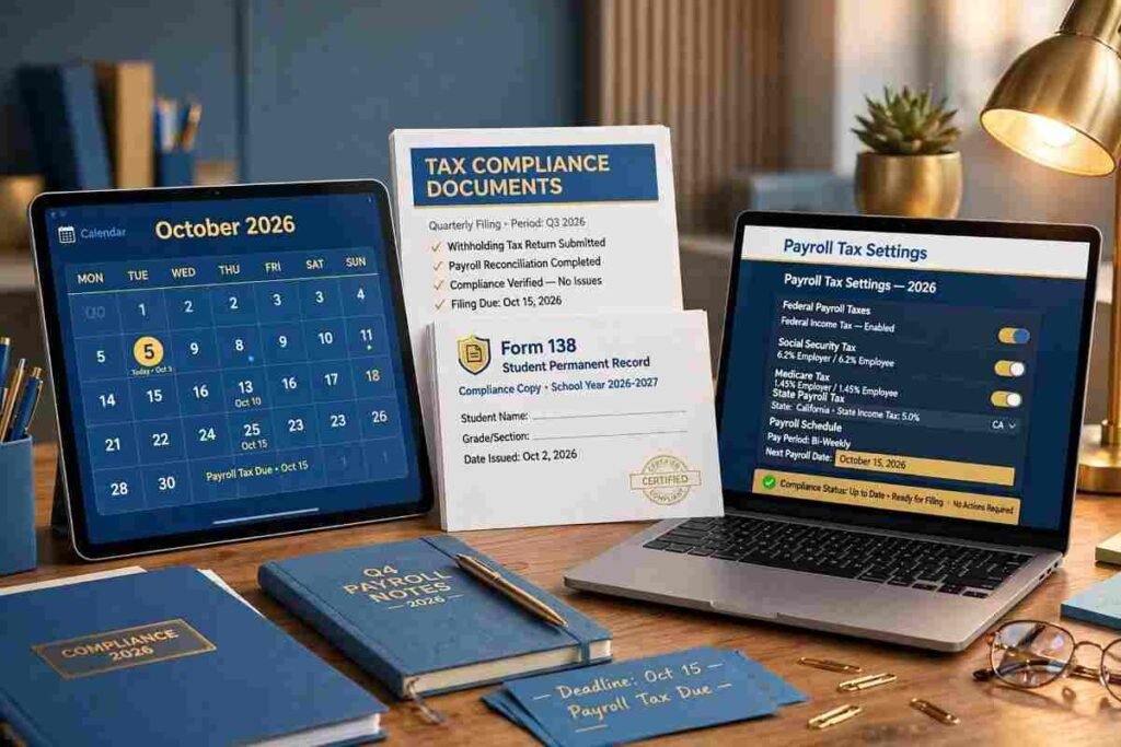 Calendar and payroll tax filing deadline for October TDS salary return compliance Form 138