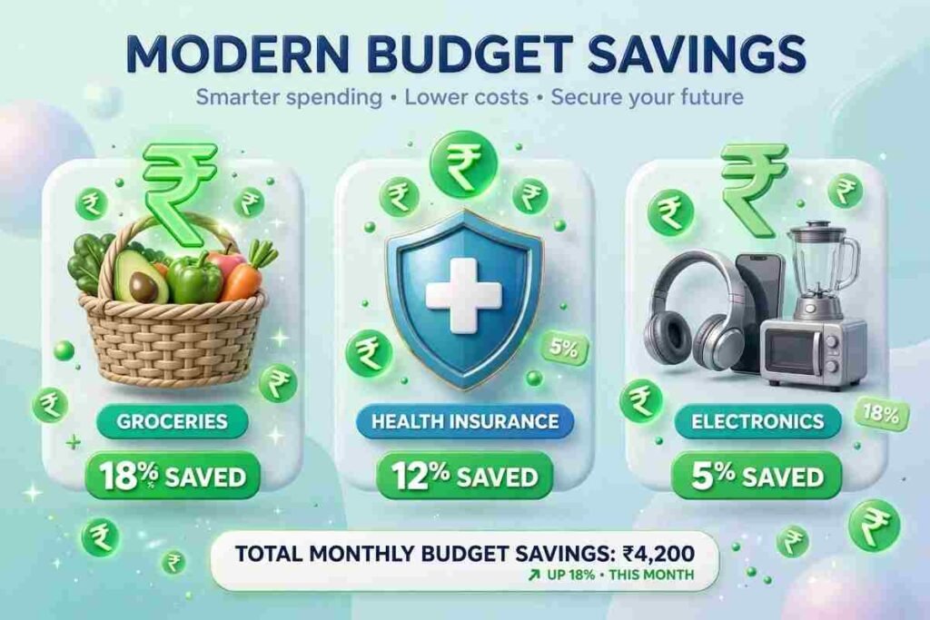 Comparison table of monthly savings using New GST Slabs Tax Benefit Calculator 2026